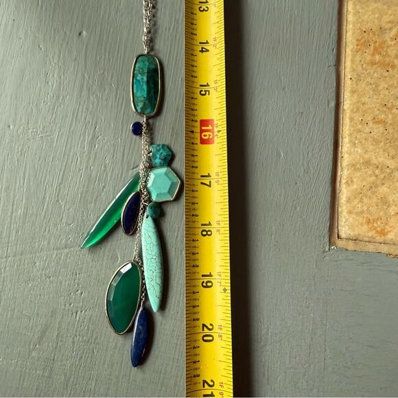 Silpada Go Geo 925 Sterling Silver Agate Lapis Necklace - Picture 7 of 10